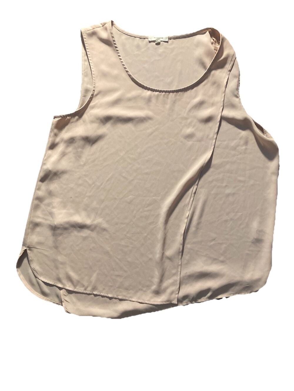 Classic Crossed Minimalist Pleione Beige Cream Sleeveless Blouse Size Large